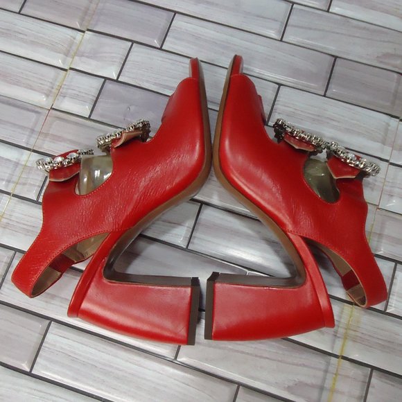 SIZE 37. L'Autrechose Chose crystal buckle leather sandals. - Picture 9 of 16